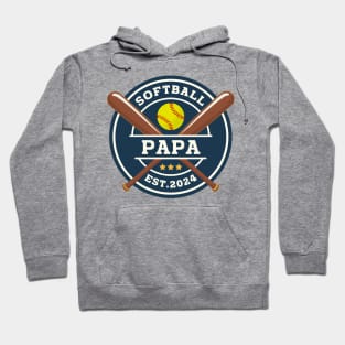 Softball Papa Baseball Lover Dad Hoodie